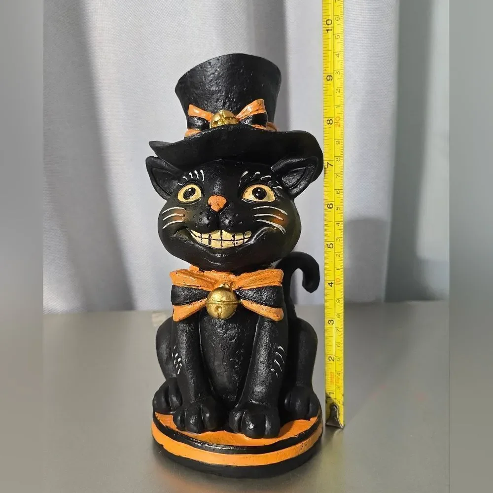 New Resin Vintage Cat Tabletop Decor, Black & Orange, 10